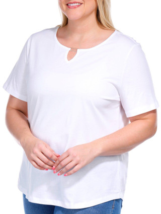 Thumbnail 4: Coral Bay Coral Bay Plus Short Sleeve Keyhole Neck Everyday Tee 