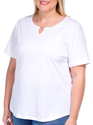 Thumbnail 1: Coral Bay Coral Bay Plus Short Sleeve Keyhole Neck Everyday Tee 