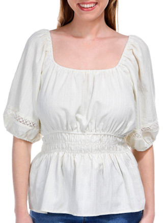 Thumbnail 1: BUNULU BUNULU Womens Short Sleeve Off the Shoulder Peplum Top 