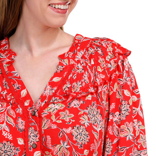 Thumbnail 4: Democracy Democracy Womens Long Blouson Sleeve Floral Print Top 