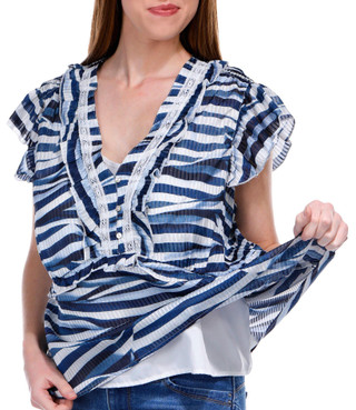 Thumbnail 2: Nicole Miller Nicole Miller Womens Louisa Short Sleeve Peplum Top 