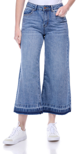 Thumbnail 1: Rewash Rewash Juniors Mid Rise Crop Wide Leg Jeans 