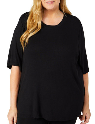 Thumbnail 1: T. Tahari T. Tahari Plus Solid Short Sleeve Crew Neck Top 