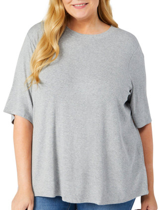 Thumbnail 1: T. Tahari T. Tahari Plus Solid Short Sleeve Crew Neck Top 