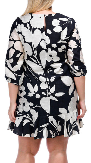 Thumbnail 3: London Times London Times Womens 3/4 Puff Sleeve Knee Length Dress 