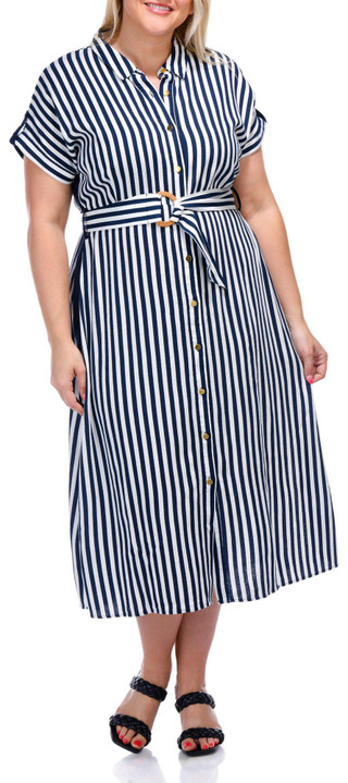 Thumbnail 1: Ellen Tracy Ellen Tracy Womens Button Down Short Sleeve Dress 
