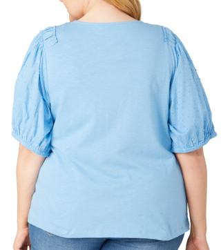 Thumbnail 2: Kaktus Kaktus Plus Short Sleeve Slub Knit Textured Top 