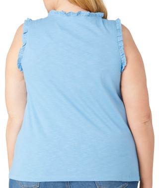Thumbnail 2: Kaktus Kaktus Plus Sleeveless Button Front Eyelet Slub Top 