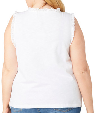 Thumbnail 2: Kaktus Kaktus Plus Sleeveless Button Front Eyelet Slub Top 