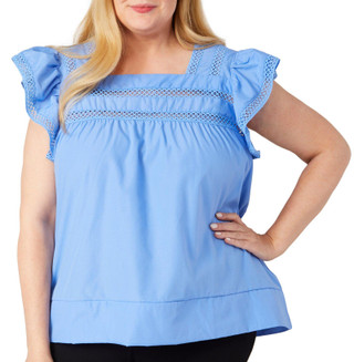 Thumbnail 1: Kaktus Kaktus Plus Flutter Sleeve Square Neck Top 
