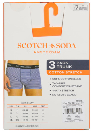 Thumbnail 2: SCOTCH & SODA Mens 3 Pk Cotton Stretch Trunks 