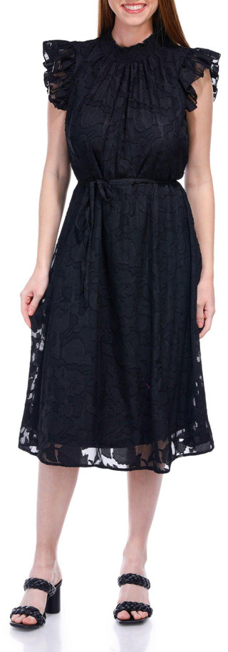 Thumbnail 1: Nina Leonard Nina Leonard Womens Short Sleeve Textured Midi Dress 