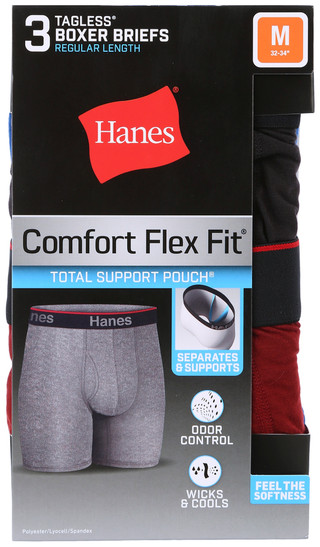 Thumbnail 1: Hanes Hanes Mens 3-Pk. Solid Comfort Flex Fit Boxer Briefs 