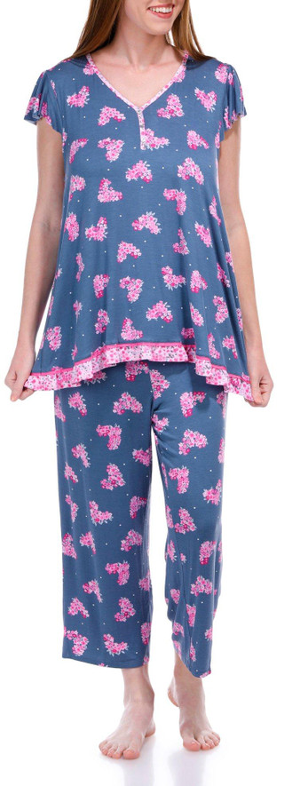 Thumbnail 5: Ellen Tracy Ellen Tracy Womens 2 Pc Short Sleeve Floral Sleepwear Set 