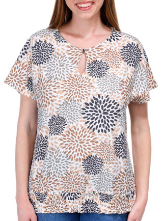 Thumbnail 1: Juniper + Lime Juniper + Lime Womens Short Sleeve Band Bottom Top 