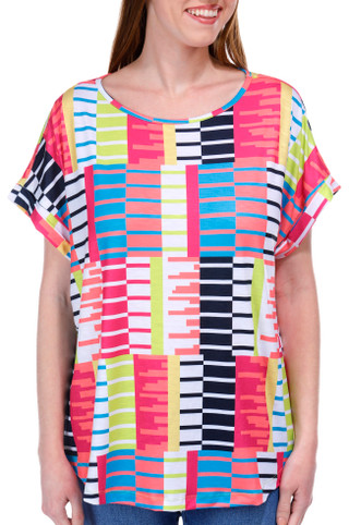 Thumbnail 4: Erin London Erin London Womens Short Sleeve Print Dolman Top 