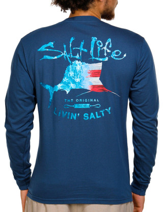 Thumbnail 1: Salt Life Salt Life Mens Amerisail Long Sleeve Pocket Tee 