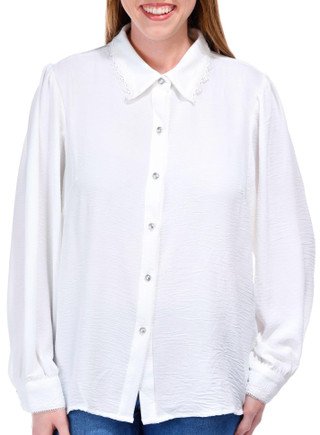 Thumbnail 1: Juniper + Lime Juniper + Lime Womens Solid Buttoned Long Sleeve Top 