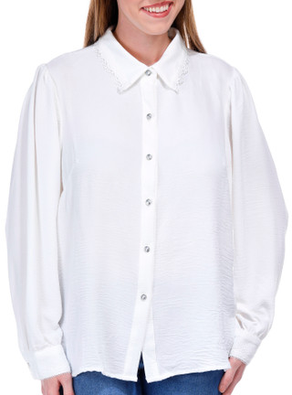 Thumbnail 4: Juniper + Lime Juniper + Lime Womens Solid Buttoned Long Sleeve Top 