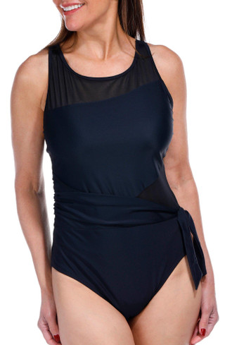 Thumbnail 2: NINE WEST Nine West Womens High Neck Mesh One Piece Swimsuit 