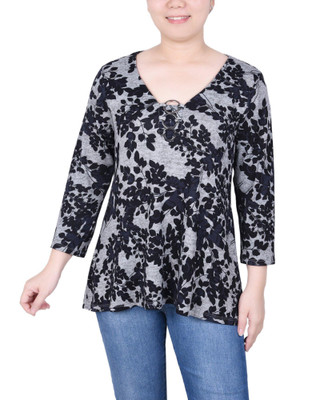 Thumbnail 1: NY COLLECTION NY Collection Petite 3/4 Sleeve 3-Ring Top 