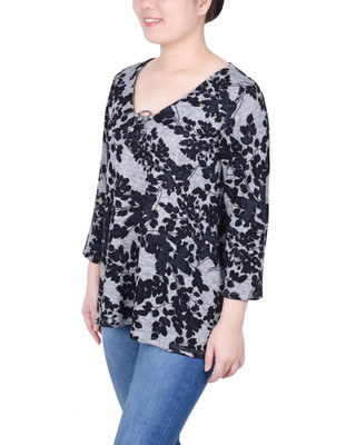 Thumbnail 2: NY COLLECTION NY Collection Petite 3/4 Sleeve 3-Ring Top 
