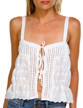 Thumbnail 1: Derek Heart Derek Heart Juniors Crochet Eyelet Tank Top 