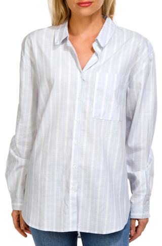 Thumbnail 1: Pink Rose Pink Rose Juniors Long Sleeve Stripe Button Down Top 