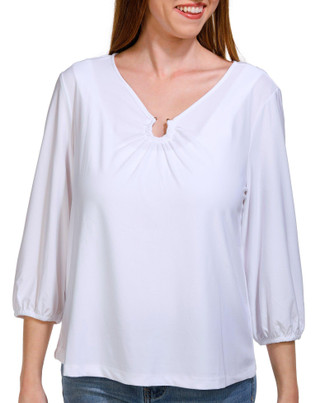 Thumbnail 1: Zac & Rachel Zac & Rachel Womens 3/4 Sleeve Ring Neck Top 