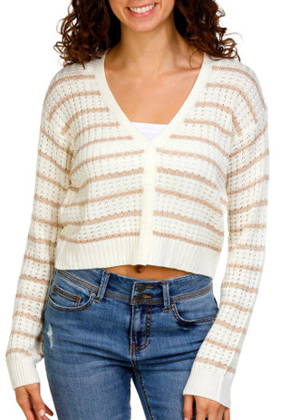 Thumbnail 1: No Comment No Comment Juniors Knit Long Sleeve Pointelle Cardigan 