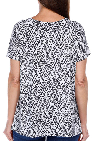 Thumbnail 3: Juniper + Lime Juniper + Lime Womens Short Sleeve Brushed Jacquard Top 