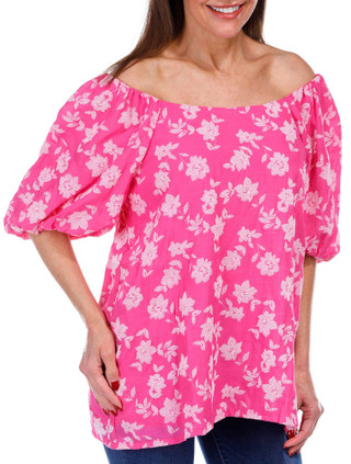 Thumbnail 1: Juniper + Lime Juniper + Lime Womens Short Puff Sleeve Top 