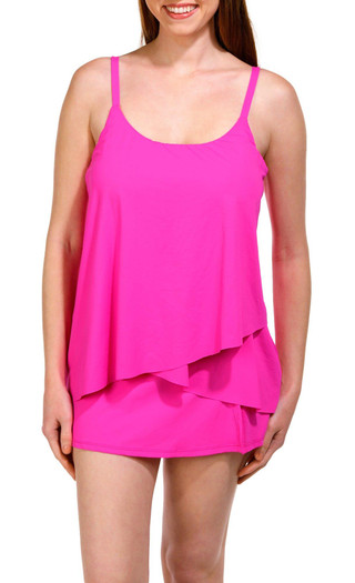 Thumbnail 4: Leilani Leilani Womens Solid Sleeveless High Low Tankini 