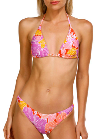 Thumbnail 3: ROXY Roxy Juniors Bell Bottom Blooms Tiki Triangle Bikini Top 