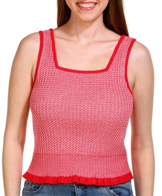 Thumbnail 1: Democracy Democracy Womens Square Neck Flounce Hem Sweater Tank Top 
