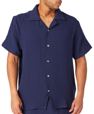 Thumbnail 1: Laguna Laguna Mens Guaze Camp Short Sleeve Button Down Shirt 