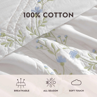 Thumbnail 17: Laura Ashley Laura Ashley Floral Embroidery Reversible Quilt Set 