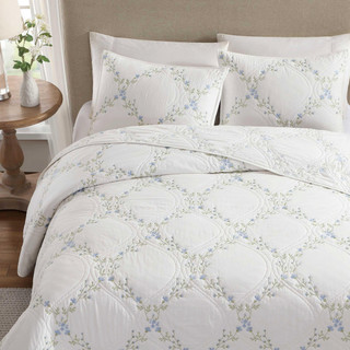 Thumbnail 11: Laura Ashley Laura Ashley Floral Embroidery Reversible Quilt Set 