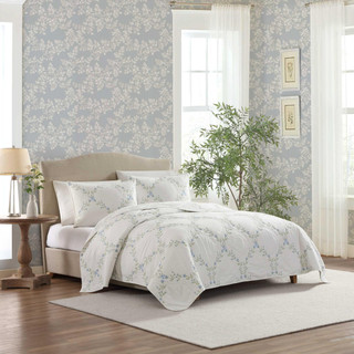 Thumbnail 3: Laura Ashley Laura Ashley Floral Embroidery Reversible Quilt Set 