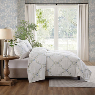Thumbnail 7: Laura Ashley Laura Ashley Floral Embroidery Reversible Quilt Set 