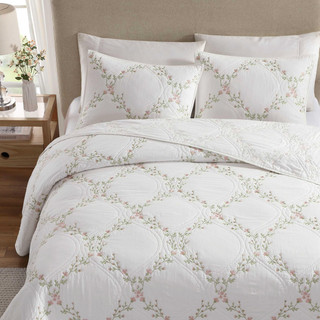 Thumbnail 17: Laura Ashley Laura Ashley Floral Embroidery Reversible Quilt Set 