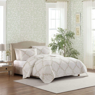 Thumbnail 6: Laura Ashley Laura Ashley Floral Embroidery Reversible Quilt Set 