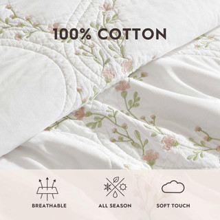 Thumbnail 26: Laura Ashley Laura Ashley Floral Embroidery Reversible Quilt Set 