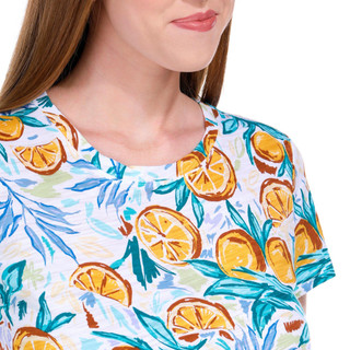 Thumbnail 2: Blue Sol Blue Sol Womens Short Sleeve Citrus Print Luxey Scoop Top 