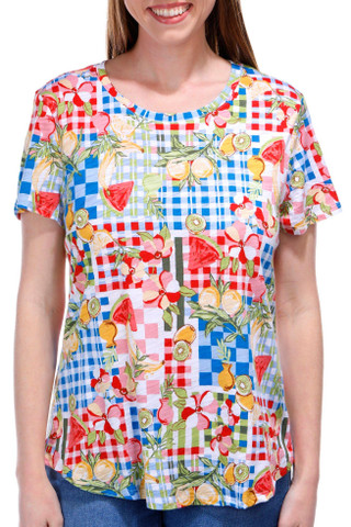 Thumbnail 1: Blue Sol Blue Sol Womens Short Sleeve Picnic Party Luxey Scoop Top 