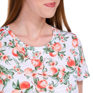 Thumbnail 2: Blue Sol Blue Sol Womens Short Sleeve Peach Print Luxey Scoop Top 