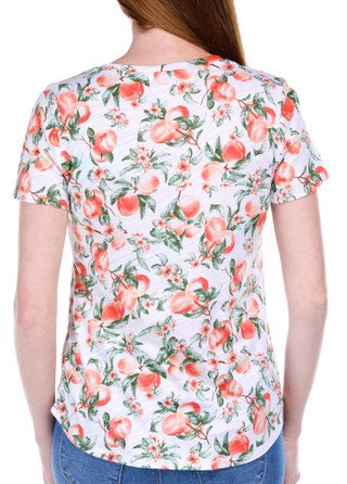Thumbnail 3: Blue Sol Blue Sol Womens Short Sleeve Peach Print Luxey Scoop Top 