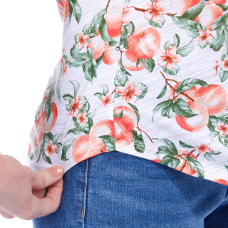 Thumbnail 4: Blue Sol Blue Sol Womens Short Sleeve Peach Print Luxey Scoop Top 