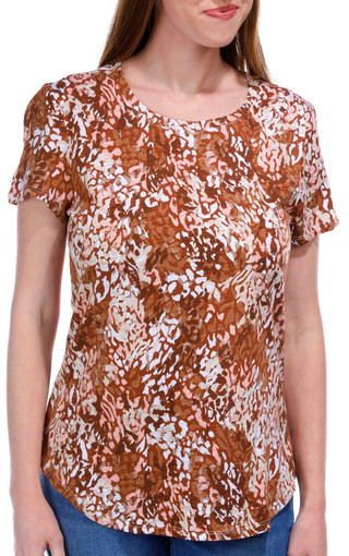 Thumbnail 4: Blue Sol Blue Sol Womens Short Sleeve Cheetah Print Luxey Scoop Top 