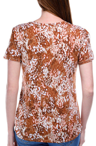 Thumbnail 3: Blue Sol Blue Sol Womens Short Sleeve Cheetah Print Luxey Scoop Top 